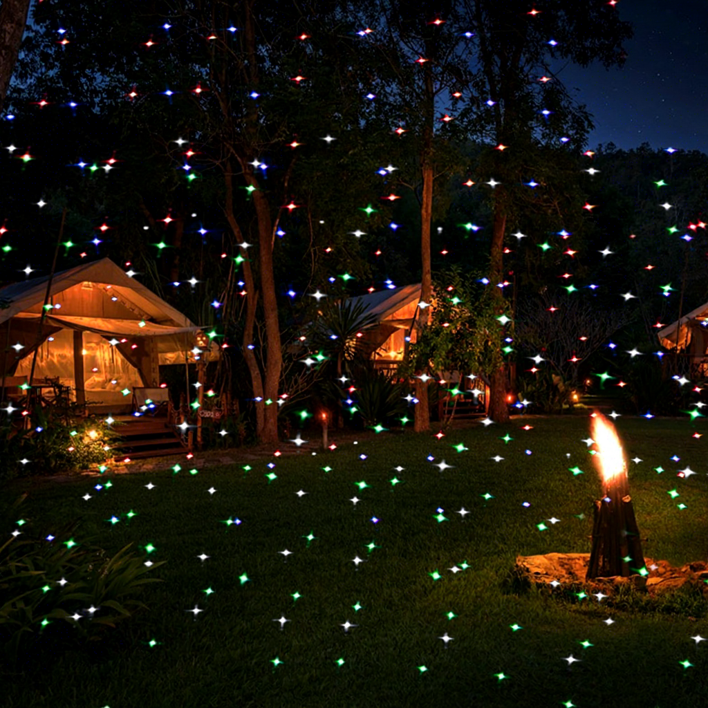Dynamic Starry Night Projection Lamp Outdoor Atmosphere Project Lighting Park Starry Decoration Laser Light Gobo Projector
