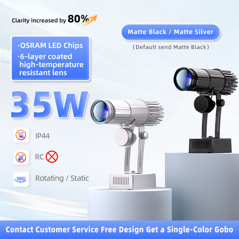 35W Gobo logo Projector Excellent Bright HD Pro Aluminum Alloy Non Waterproof Indoor Wall Floor Entrance Advertising Light