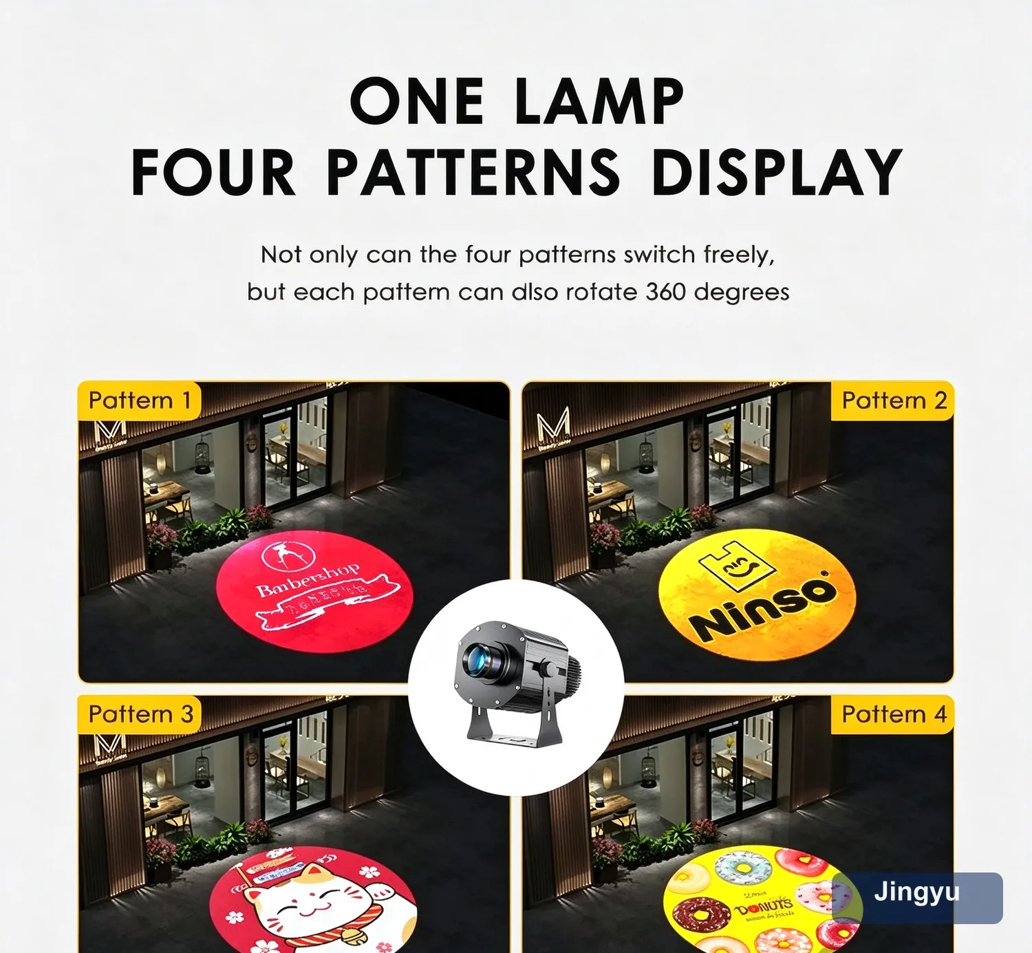 4 Images Rotating Gobo Logo Projector, Remote Control Advertising Projection Lamp, Black LED Gobo Projector for Store Commercial Advertising — detail 5