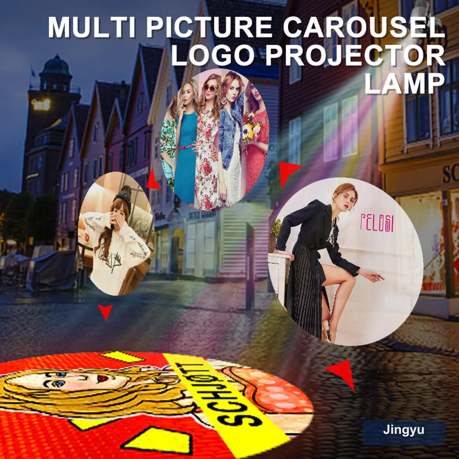 4 Images Switch Gobo Logo Projector, Remote Control Advertising Projection Lamp, Black LED Gobo Projector for Store Commercial Advertising — detail 2
