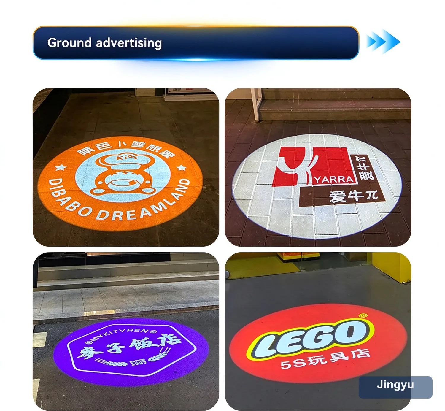 Eight Figure Static Switch Advertising Projector Light Outdoor IP67 Waterproof Ground Signboard Custom Gobo logo Projector — detail 7
