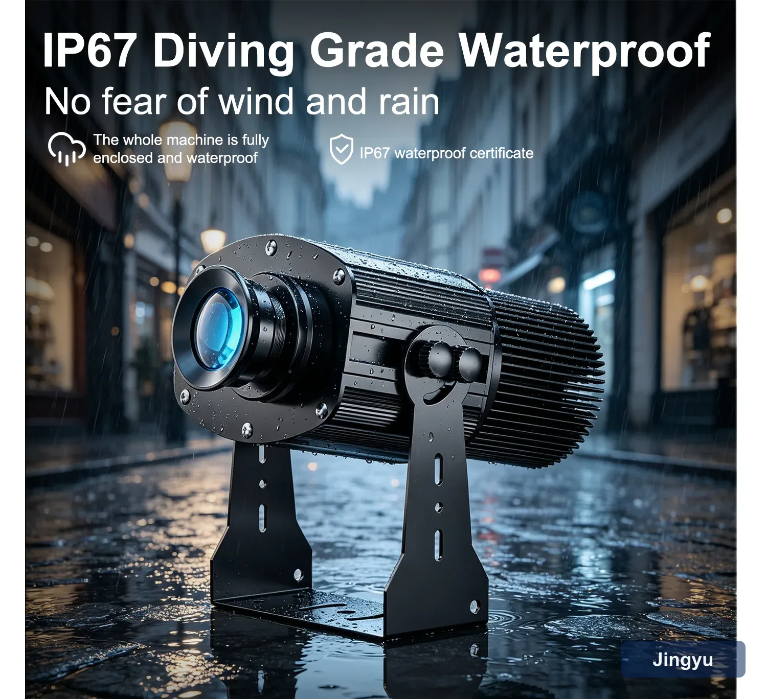 150W High Lumen Outdoor Waterproof LED Gobo Projector, Custom Rotating Logo Light for Large Wall Advertising — detail 3