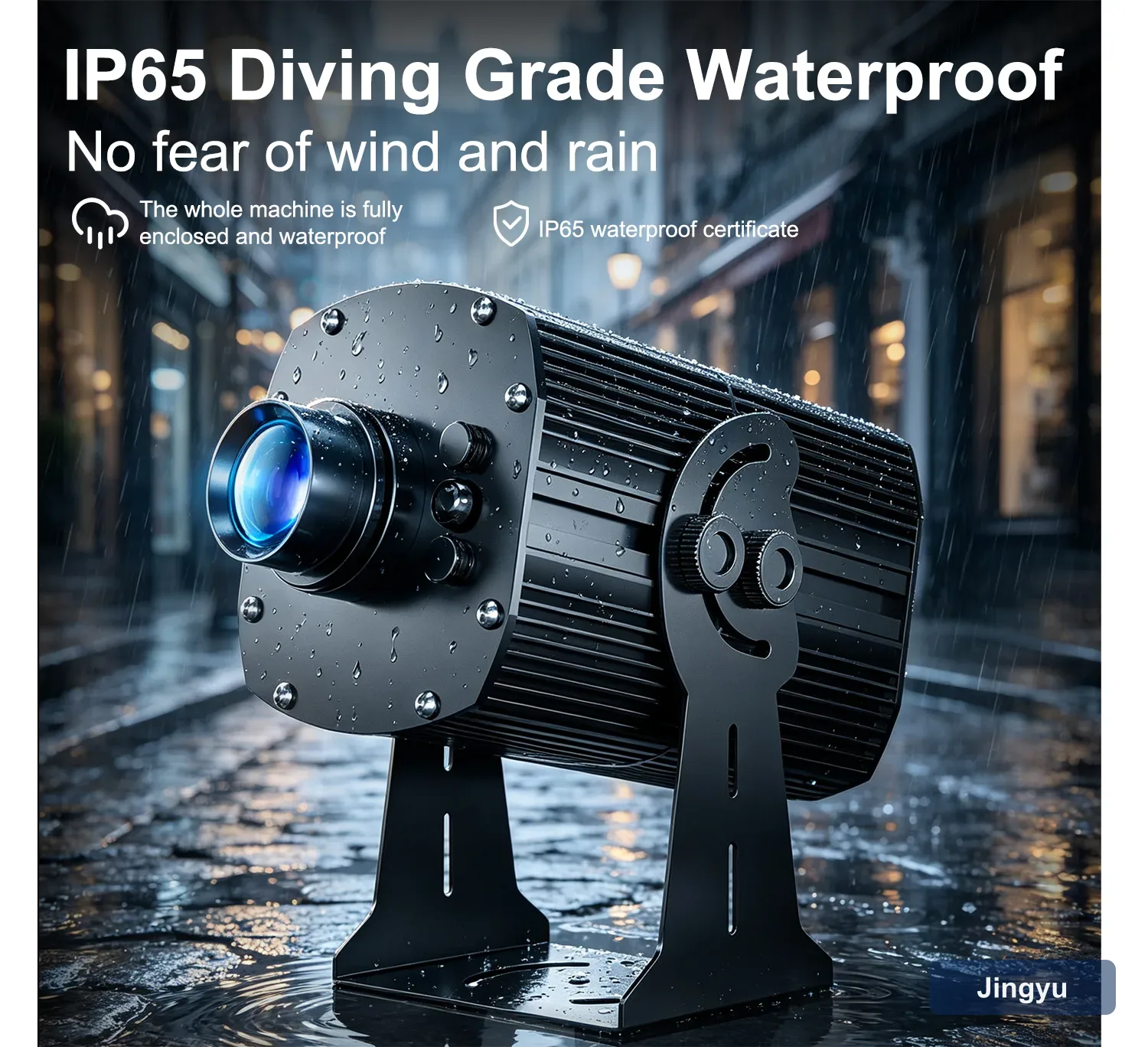 600W High Power Outdoor LED Gobo Projector, Waterproof Custom Rotatable Logo for Building Facade Ads — detail 4