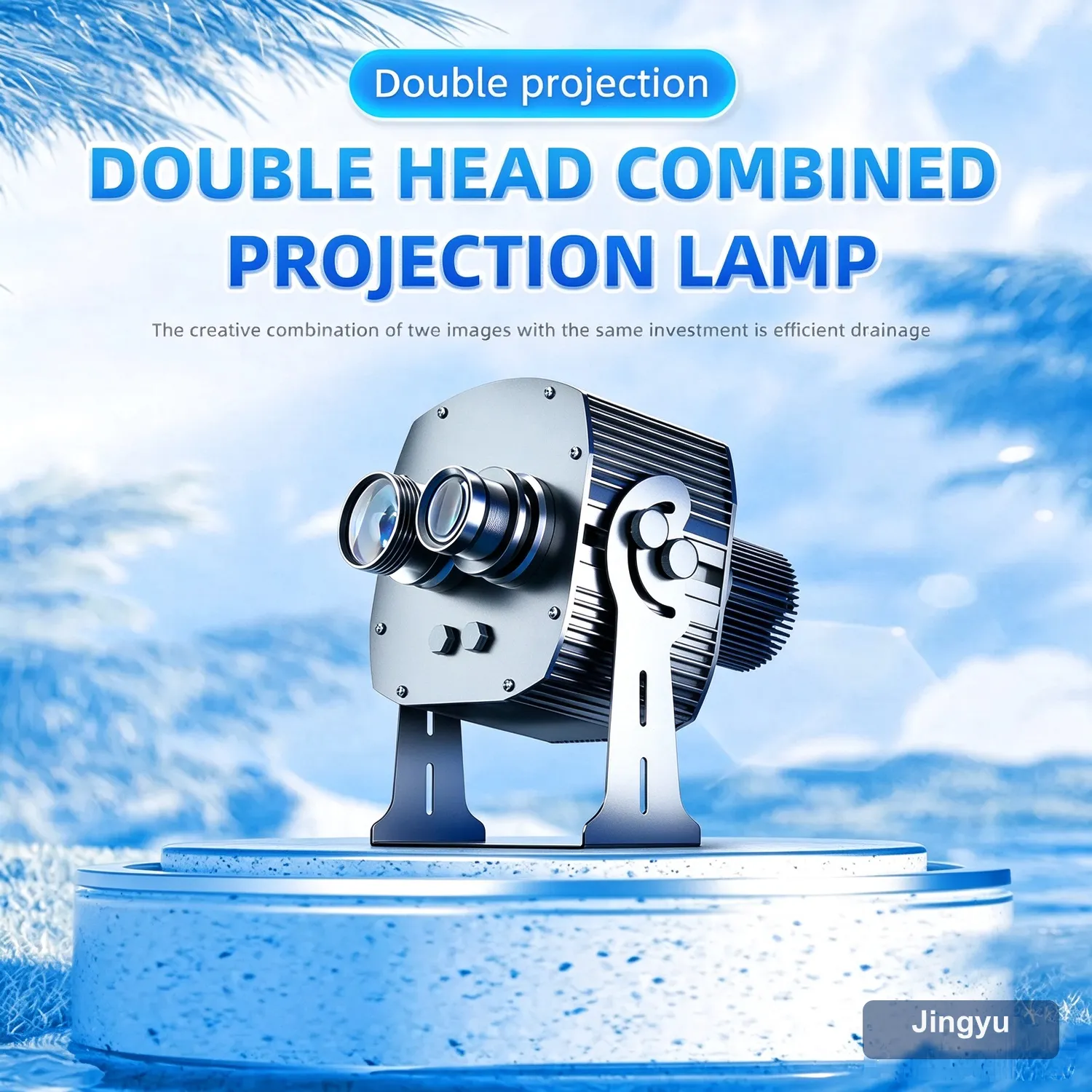 Dual Head Gobo Logo Projector, IP67 Waterproof Outdoor LED Advertising Pattern Projection Lamp, Custom Logo & Water Ripple Projection — detail 1