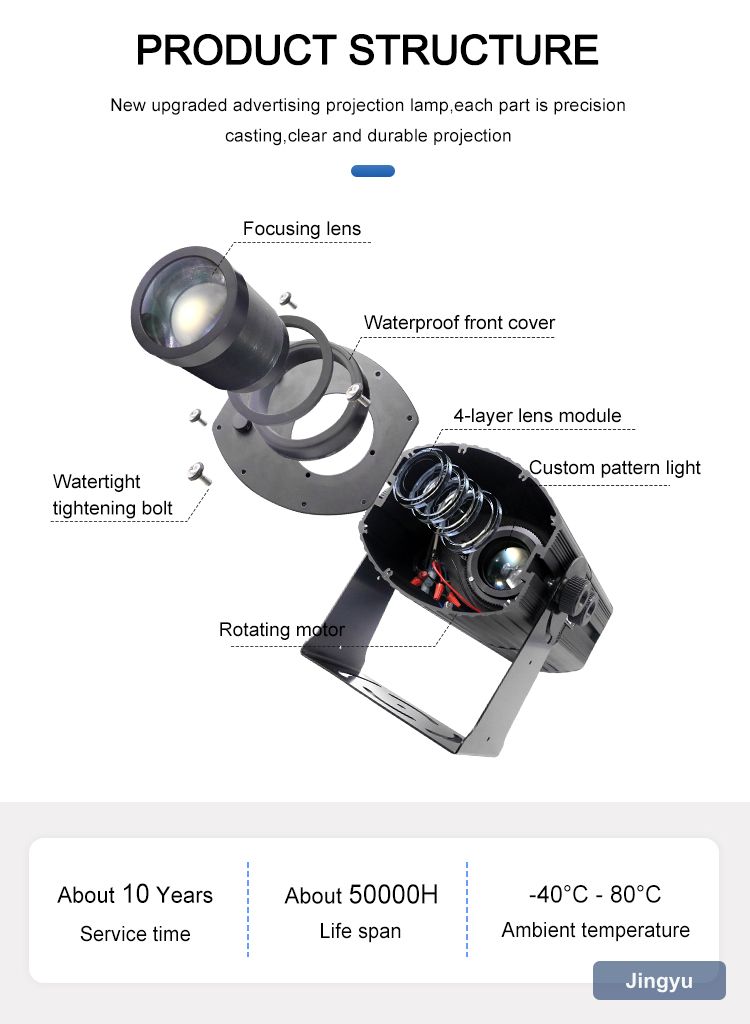 Outdoor Ip65 Waterproof 300w High Power Led Advertising Light Customized Spinning logo Gobo Projector view 3
