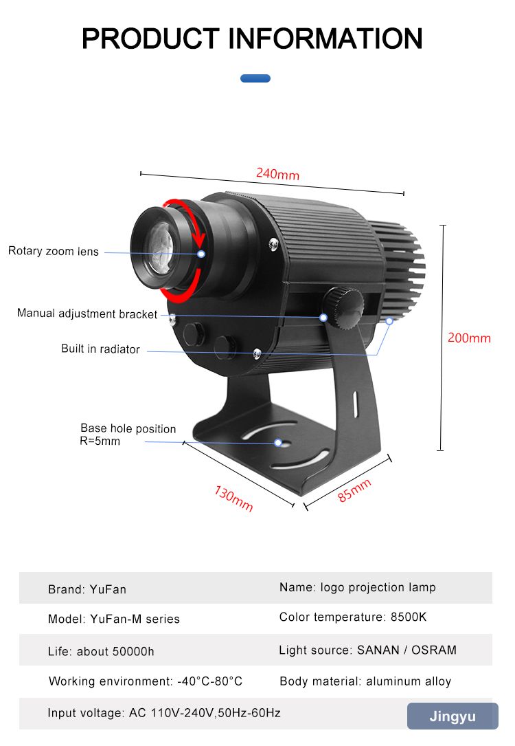 100W Black Waterproof Gobo Projector Laser Night Light Custom logo Projector view 4