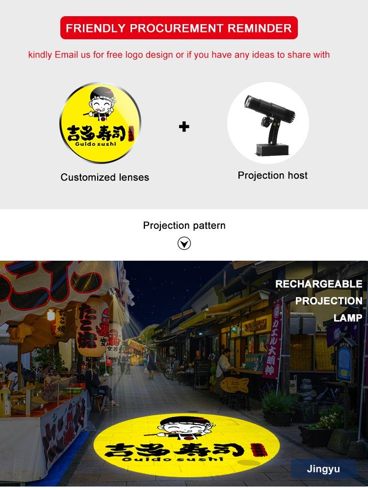 Hot Sale Customized Portable Rechargeable Battery LED HD Lens 15W Gobo Logo Projector Light With Manul Zoom & Adjustable Angle view 6