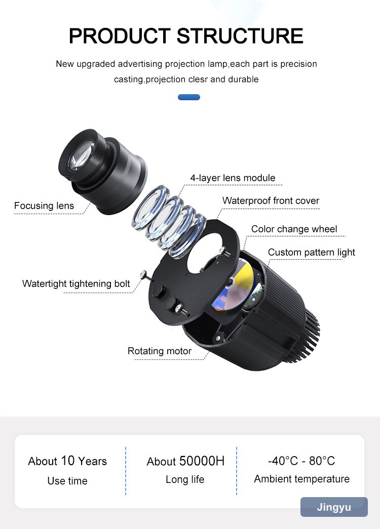 100W Black Waterproof Gobo Projector Laser Night Light Custom logo Projector view 3