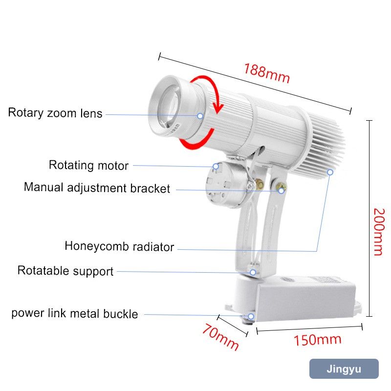Track Gobo Projector 25 W Customized Pattern for Advertisement Black Color Jingyu Brand Track Style Logo Gobo Projectors view 3