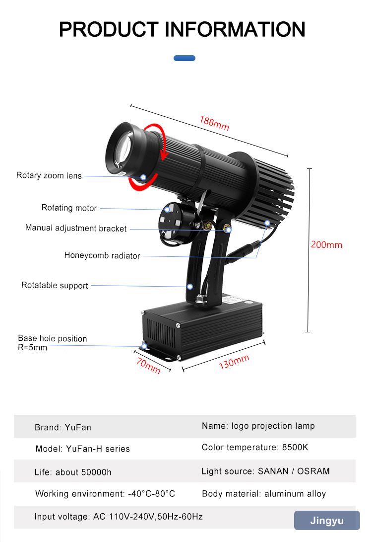 Hot Sale 50W Customized Black Silver Indoor Christmas Decoration Advertising Logo Gobo Projector view 5