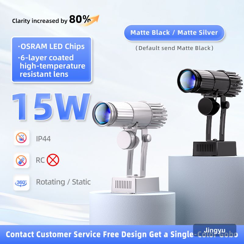 15W Gobo logo Projector Excellent Bright HD Pro Aluminum Alloy Non Waterproof Indoor Wall Floor Entrance Advertising Light