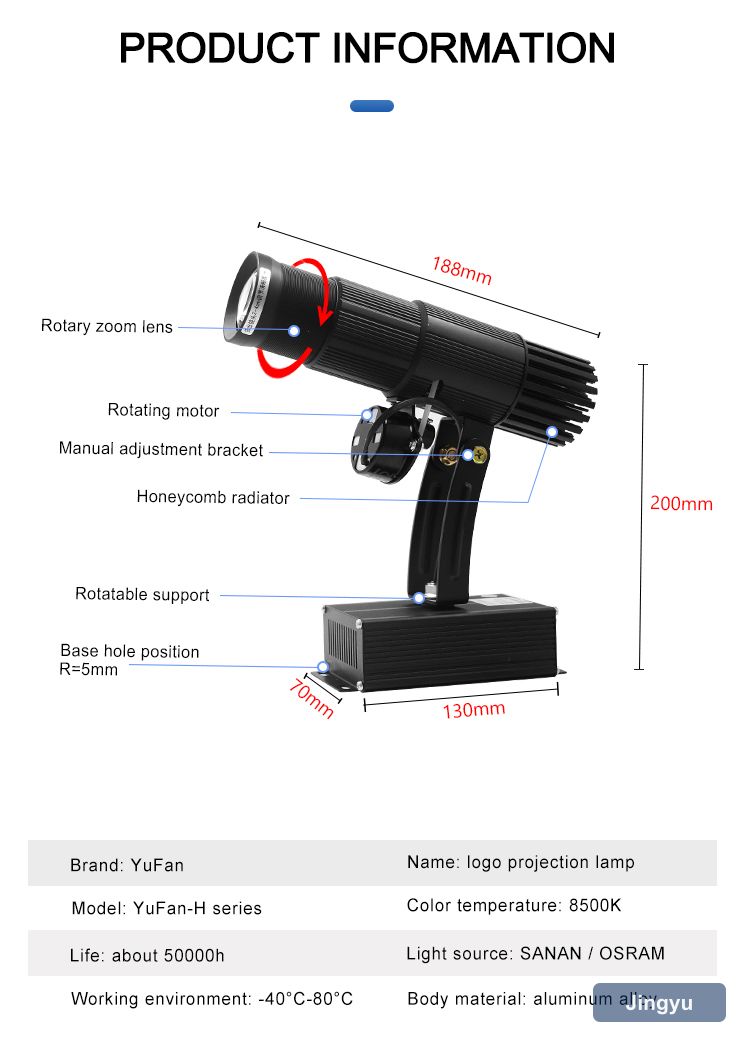 Hot Sale Customized Portable Rechargeable Battery LED HD Lens 15W Gobo Logo Projector Light With Manul Zoom & Adjustable Angle view 5