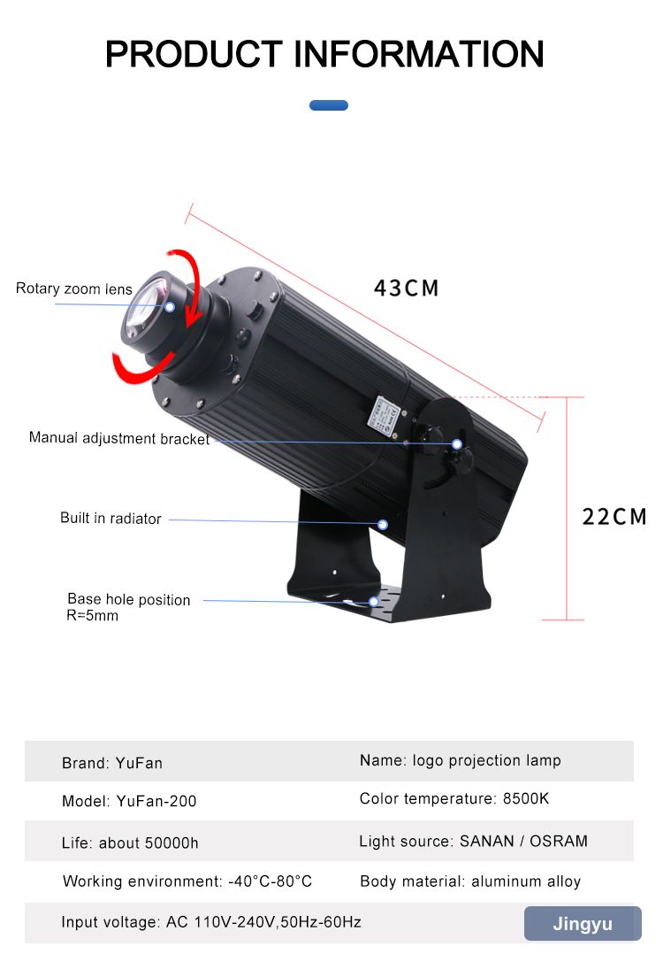 Outdoor Ip65 Waterproof 300w High Power Led Advertising Light Customized Spinning logo Gobo Projector view 4