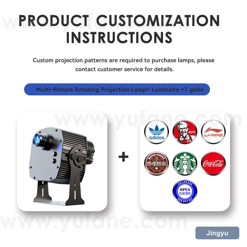 Seven Figure Rotating Advertising Projector Light Outdoor IP67 Waterproof Ground Signboard Custom Gobo logo Projector