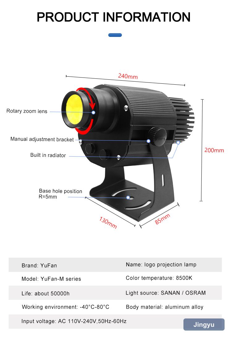 Professional Led Gobo logo Projector Outdoor 80w Dmx Water Effect Stage Light Projection kc Ce Certification view 2