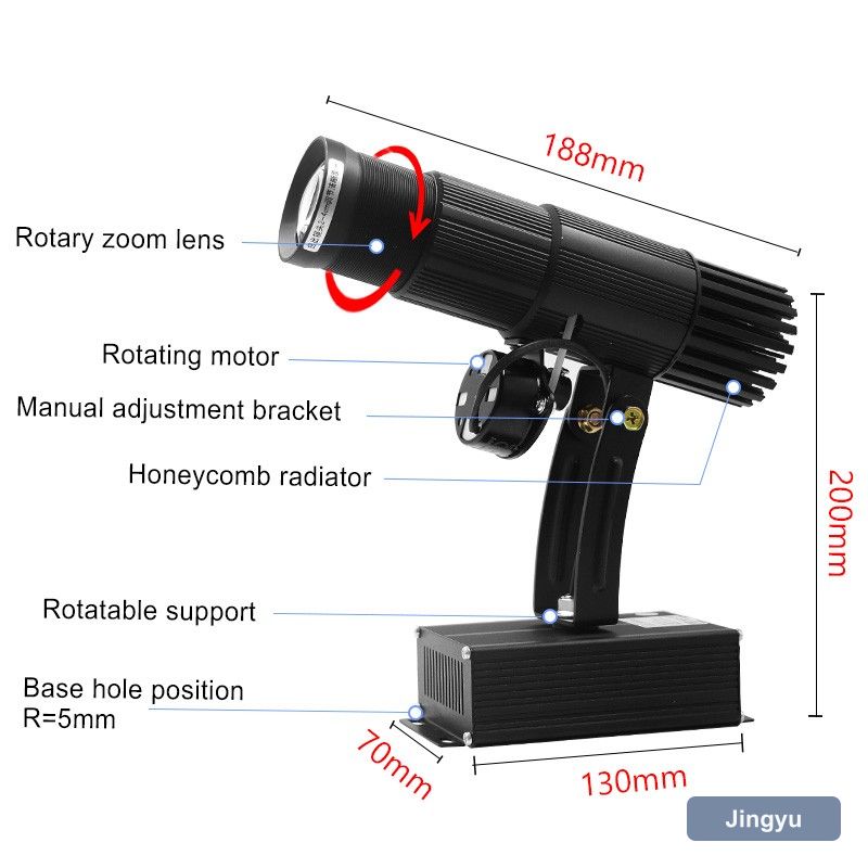 Hot Sale Customized Portable Rechargeable Battery LED HD Lens 15W Gobo Logo Projector Light With Manul Zoom & Adjustable Angle view 2