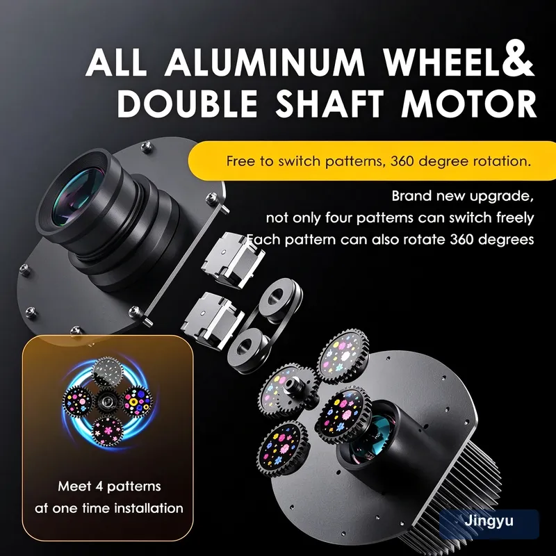 4 Images Rotating Gobo Logo Projector, Remote Control Advertising Projection Lamp, Black LED Gobo Projector for Store Commercial Advertising view 4