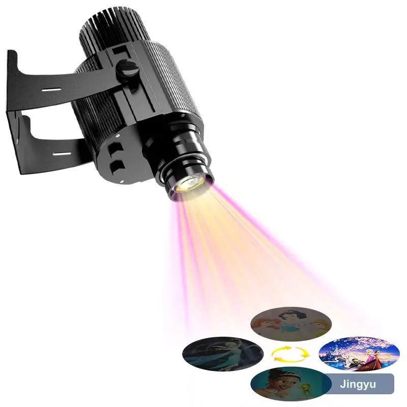 4 Images Switch Gobo Logo Projector, Remote Control Advertising Projection Lamp, Black LED Gobo Projector for Store Commercial Advertising view 4