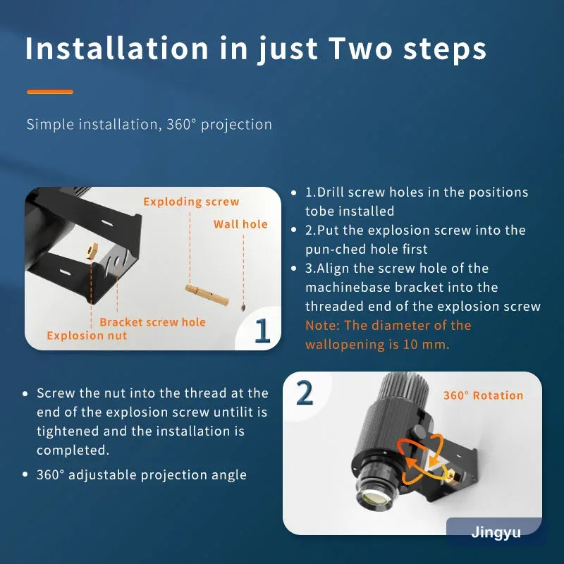 90W Super Bright Outdoor IP67 Gobo Projector, Custom Rotatable Logo Projection Lamp for Medium Commercial Ads view 10