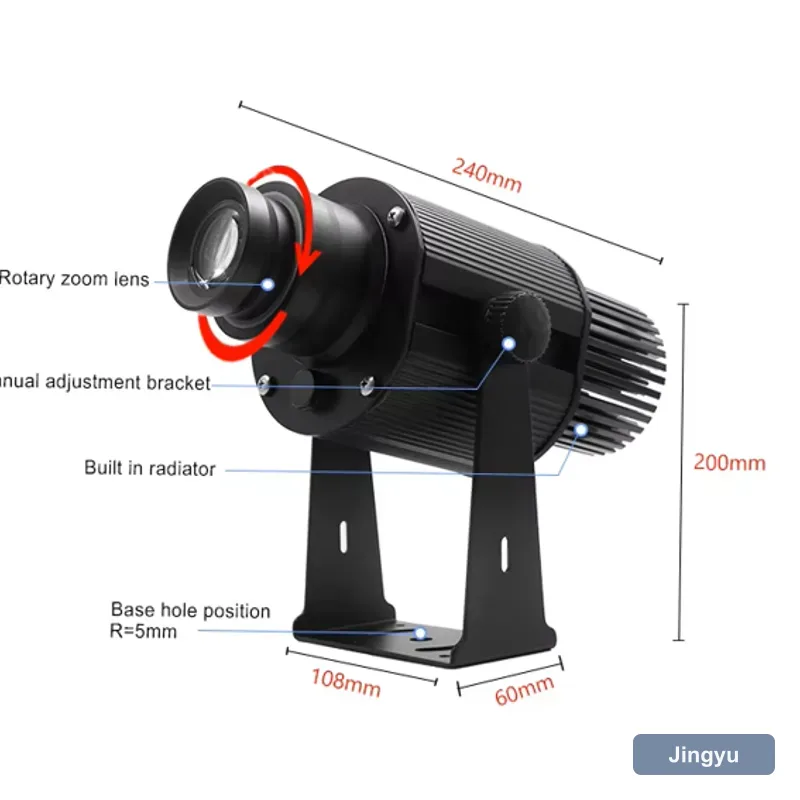 90W Super Bright Outdoor IP67 Gobo Projector, Custom Rotatable Logo Projection Lamp for Medium Commercial Ads view 6