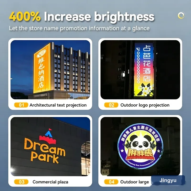 600W High Power Outdoor LED Gobo Projector, Waterproof Custom Rotatable Logo for Building Facade Ads view 2