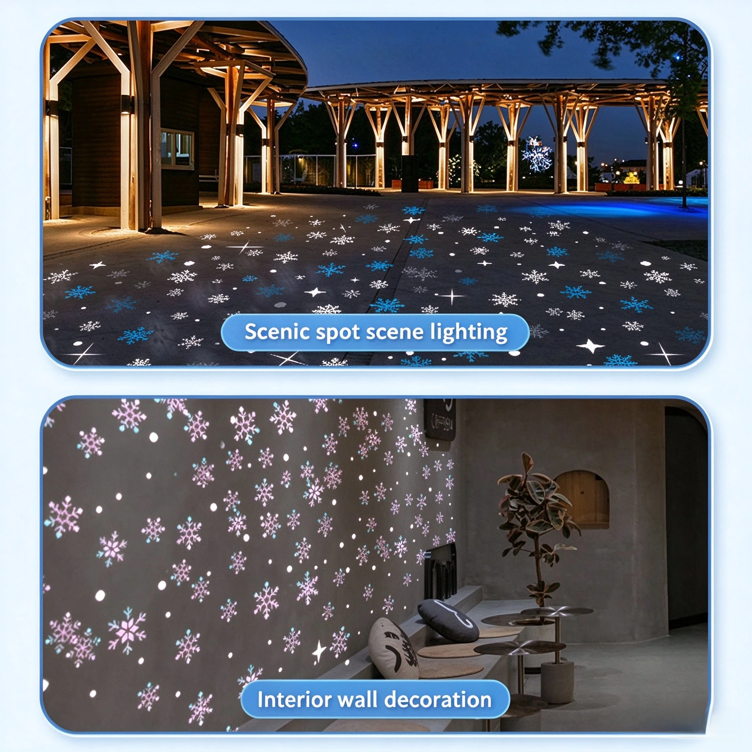 Outdoor Waterproof Snowfall Gobo Projector Lamp, LED Snowflake Landscape Projection Light for Christmas Holiday Decor view 3
