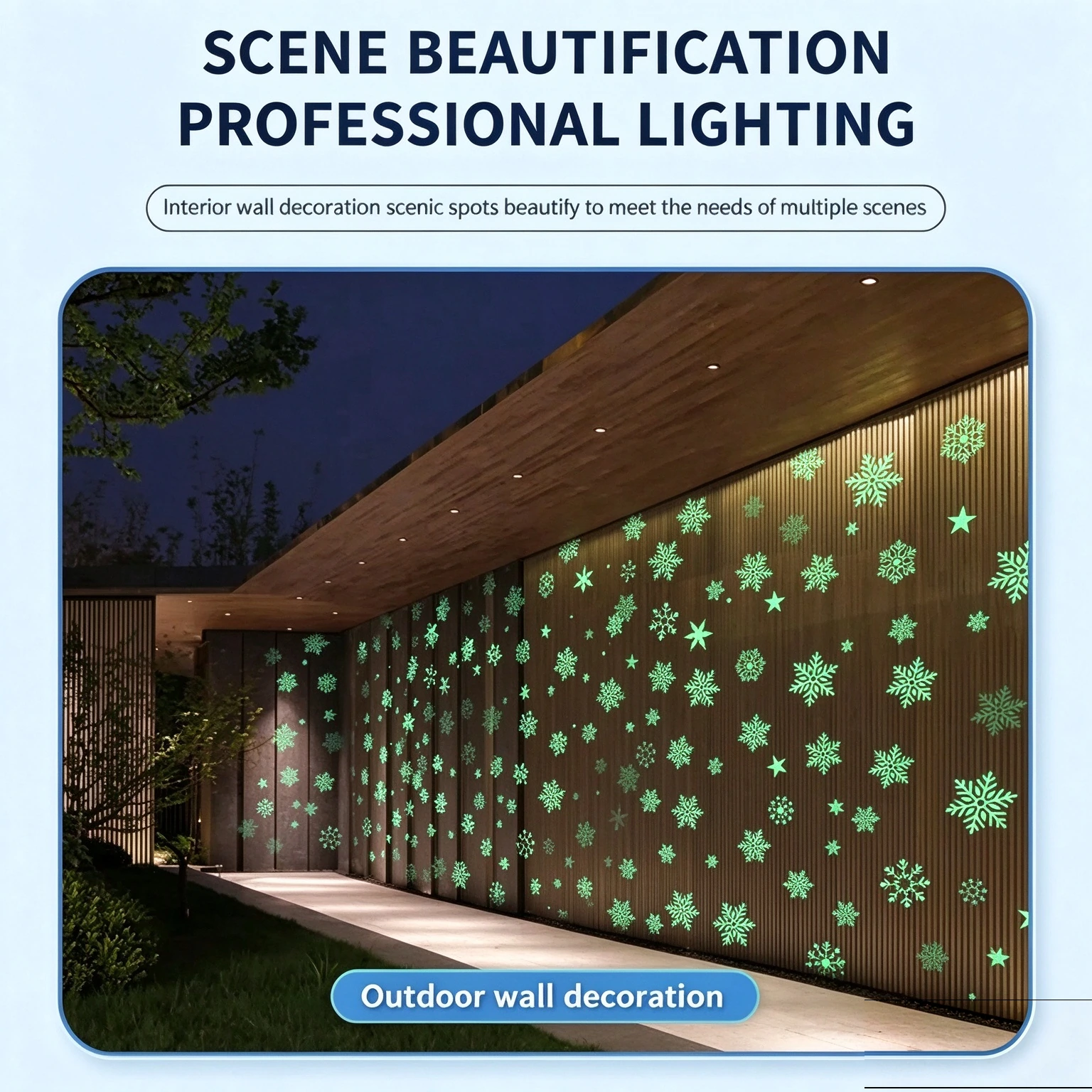 Outdoor Waterproof Snowfall Gobo Projector Lamp, LED Snowflake Landscape Projection Light for Christmas Holiday Decor view 4