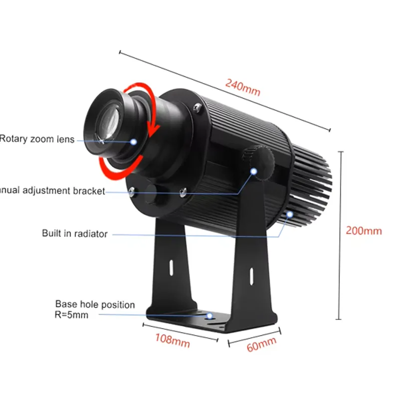 15W-110W Crosswalk Marking Gobo Projector | Industrial Pedestrian Warning Projector, Outdoor Traffic Safety & Advertising Light view 3